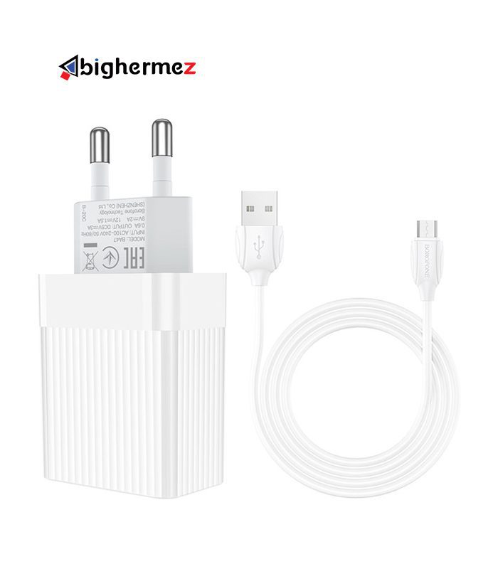 شارژر دیواری به همراه کابل شارژ میکرو یو اس بی بروفون مدل BA47A شارژر دیواری به همراه کابل شارژ میکرو یو اس بی بروفون مدل BA47A