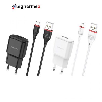 شارژر دیواری بروفون مدل BA48A به همراه کابل تبدیل microUSB