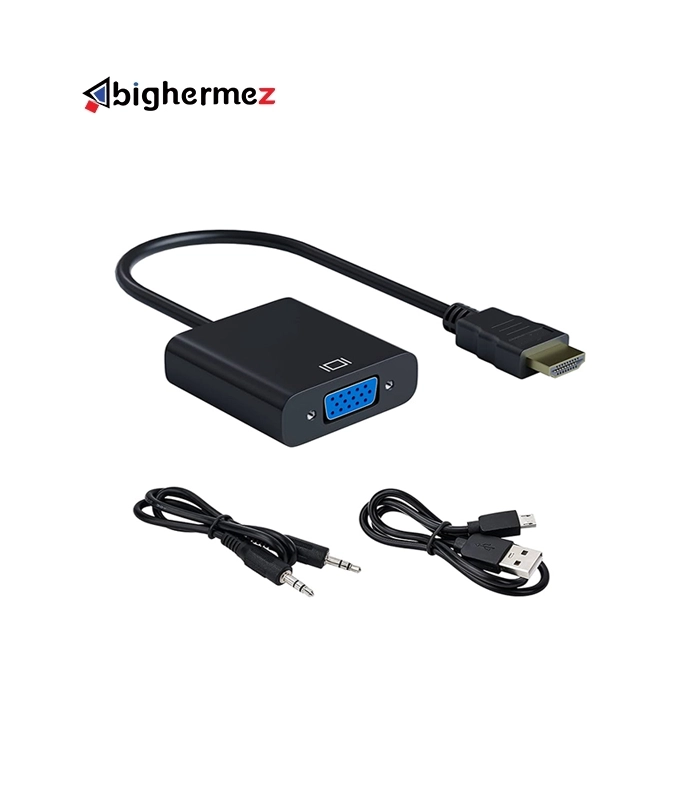 HD VGA AUX تبدیل تصویر HDMI به VGA پی نت به طول 30 سانت به همراه کابل صدا - تصویر 1