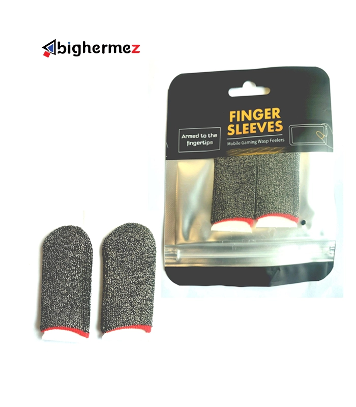 mobile gamung finger sleve carbon silver gray 25-2 آستین انگشتی پابجی با فایبر نقره ( نقره ای خط قرمز) - تصویر 1